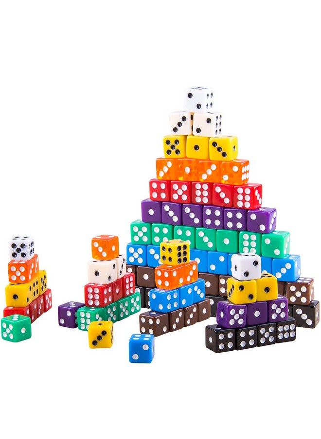AUSTOR AUSTOR 100 Pieces 12mm Dices 6 Sided Game Dice Set Square Corner Dice with a Drawstring Pouch  - Image 4