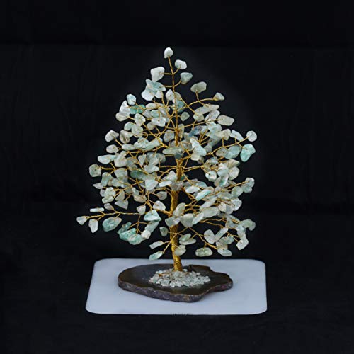 Crocon Green Jade Gemstone Tree of Life - Geode Agate Slice Base, Crystal Tree for Positive Energy, Feng Shui Decor - Chakra Tree, Good Luck Money Bonsai, Healing Stones, Gem Tree, Spiritual Mystical Gift - Image 5