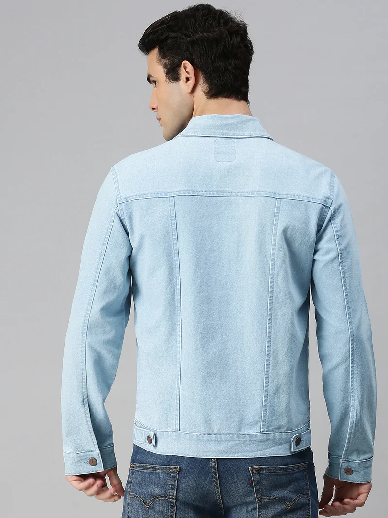 Urbano Fashion  Urbano Fashion Men's Ice Blue Regular Fit Washed Full Sleeve Denim Jacket  | Best Price UAE