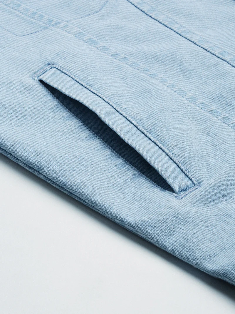 Urbano Fashion  Urbano Fashion Men's Ice Blue Regular Fit Washed Full Sleeve Denim Jacket  | Best Price UAE