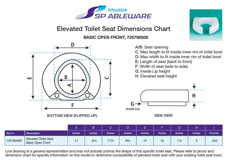 SP Ableware SP 3 Inch Extender Booster Elevated Raised Toilet Seat Risers for Seniors Adults Elderly Handicap Disabled Fits Most Standard and Elongated Toilets - White - Image 2