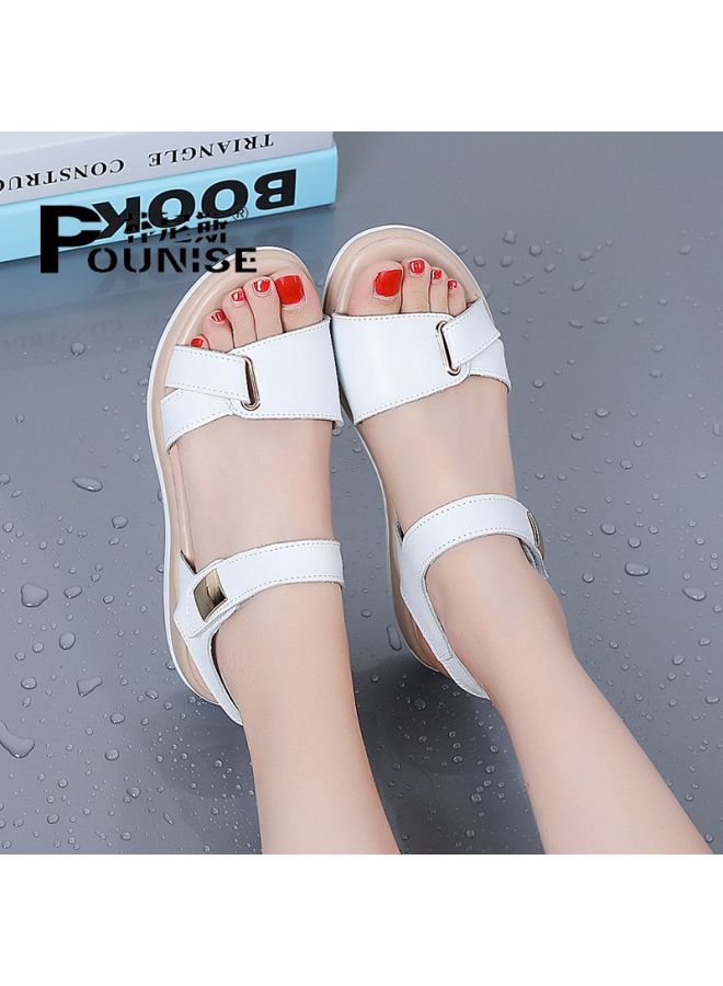 Pounise Women's Sandals, Fashionable Simple Versatile Breathable Casual Shoes, Summer Comfortable Soft-soled Flat Mom Slippers Pdf-939 White 35 - Image 2