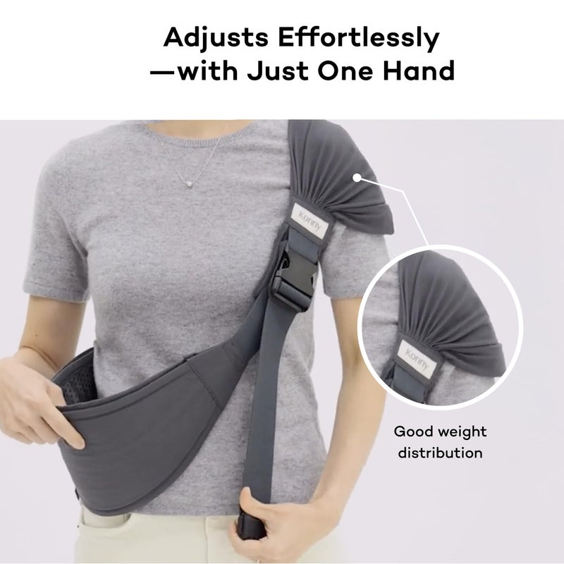 Konny Baby Carrier Hip Seat, Dual Support IHDI Certified with Two Safety Pads, Adjustable Wraps Sling Wearable One Size Fits All, Baby Essentials for 6 to 48 Months up to 44 lbs -Charcoal - Image 4