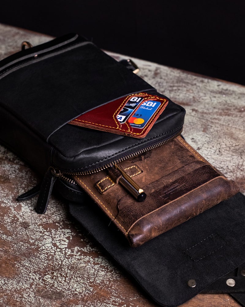Trip Machine Company Genuine Leather Motorcycle Bike Drop Leg Bag | Thigh Bag for Men & Women | Waist Drop | Adjustable Strap To Leg Or Hip For Motorcycling | Outdoor Hiking, Adventure & Travel - Tobacco Brown/ Dark Brown - Image 5