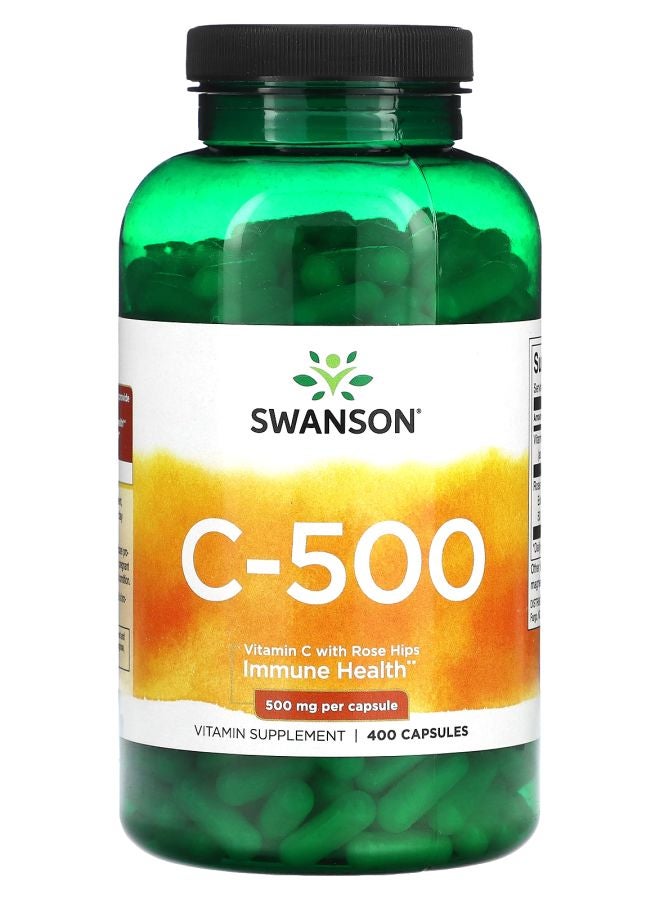 SWANSON C-500 Vitamin C with Rose Hips 500 mg 400 Capsules