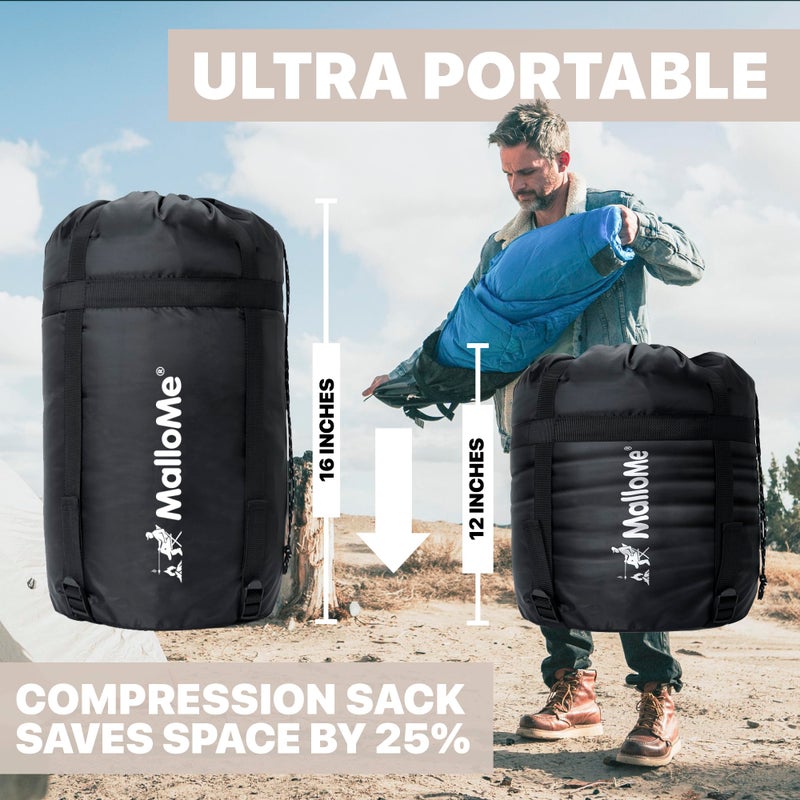 MalloMe Sleeping Bags for Adults Cold Weather & Warm - Backpacking Camping Sleeping Bag for Kids 10-12, Girls, Boys - Lightweight Compact Camping Essentials Gear Accessories Hiking Sleep Must Haves - Image 5