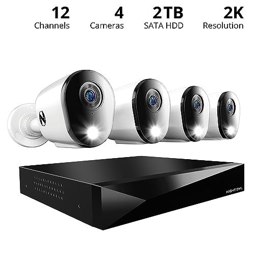 Night Owl 2-Way Audio 12 Channel DVR Video Home Security Camera System with (4) Wired 2K HD Indoor/Outdoor Deterrence Cameras and 1TB Hard Drive (Add up to 4 More Wired and 4 Wi-Fi Cameras) - Image 2