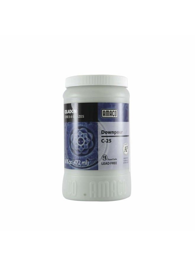 Amaco Celadon Glaze Downpour C-25 High Fire Lead Free for Pottery Clay, Bisque, Ceramic, 1-Pint - Image 1
