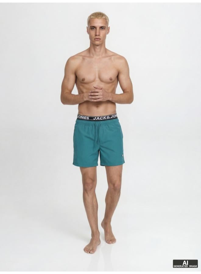 JACK & JONES Logo Drawstring Swim Shorts - Image 4
