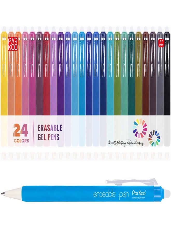 ParKoo Erasable Gel Pens, 24 Colors Retractable Erasable Colored Pens Fine Point 0.7mm, Make Mistakes Disappear, Assorted Color Inks for Drawing Coloring Writing Planner - Image 1
