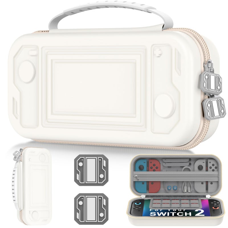 Larstylee Switch 2 Carrying Case with Protective Hard Shell, 24 Game Card Slots, Mesh Pocket Compatible with Nintendo Switch 2 (2025)/Switch/OLED Accessories, White - Image 1
