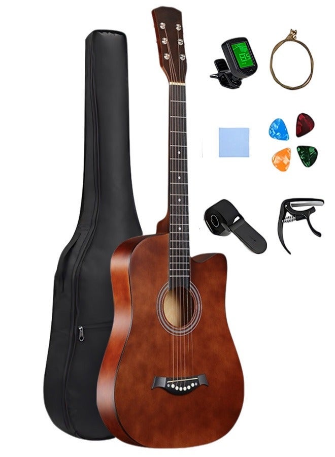 بيوينتي 38 بوصة غيتار مع ملحقات مجموعة للأطفال والكبار مع كيس غيتار ضبط سلسلة النحاس الأحمر سلسلة كابو اختيار وقماش نظيف للهدية ﻿ - Image 1