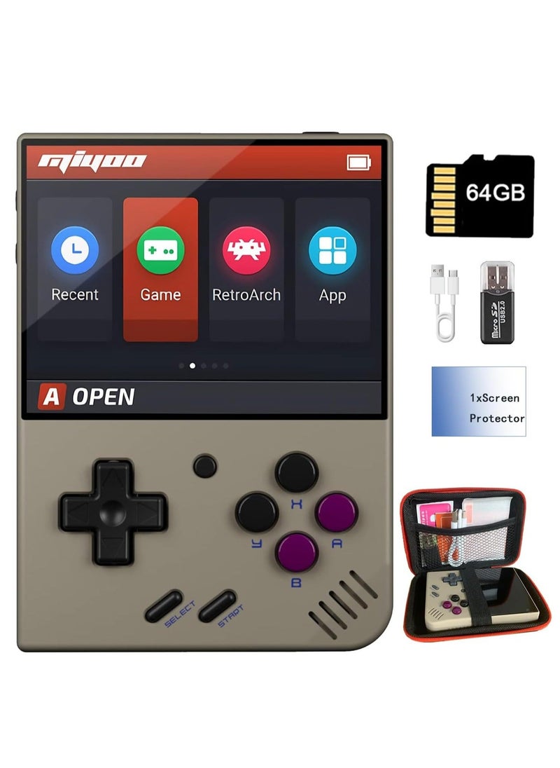 Miyoo - Miyoo Mini Plus Handheld Game Console, with Dedicated Storage Case, 3.5 Inch IPS 640x480 Screen, 64G/128G TF Card with 10,000+ Games, 3000mAh 7+Hours Battery, Support Wireless Network (Grey 64G) - Image 1
