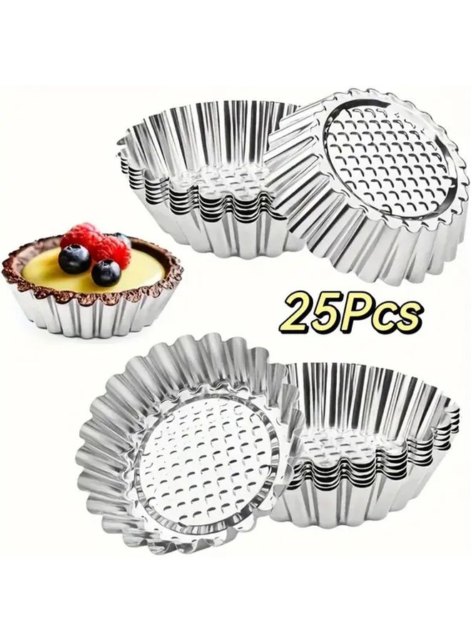25 Pcs Flower Shape Tartlet Molds 3.8 Inch Large Non Stick Pie Tins Durable One Piece Baking Tools For Tarts Quiches And Pies Reusable Cake Pans For Thanksgiving And Home Kitchen Essentials - Image 1