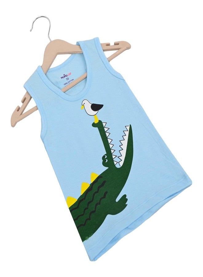 MumsLap T-Shirt 100% Cotton Innerwear Vests for Comfortable and Breathable for Baby Boys & Baby Girls | Summer Wear Kids Sando Baniyan Sleeveless Tshirt Multicolor (0-3 Months) Pack of 5 - Image 3