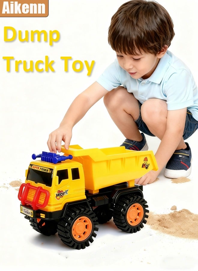 أيكين شاحنة قلابة هندسية للأطفال - تصميم بالقصور الذاتي، محاكاة الانزلاق، وظيفة الدفع والسحب، لعبة رمل خارجية وبناء للأولاد والبنات من سن 3 سنوات فما فوق - Image 1