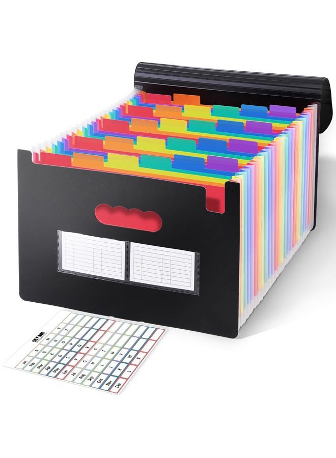 Skydue Accordion File Organizer with 26 Pockets & Label Stickers, Expanding File Folders Fit for A4 & Letter Size Paper, Multi-Functional Document Organizer for Home & Office File Management - Image 1