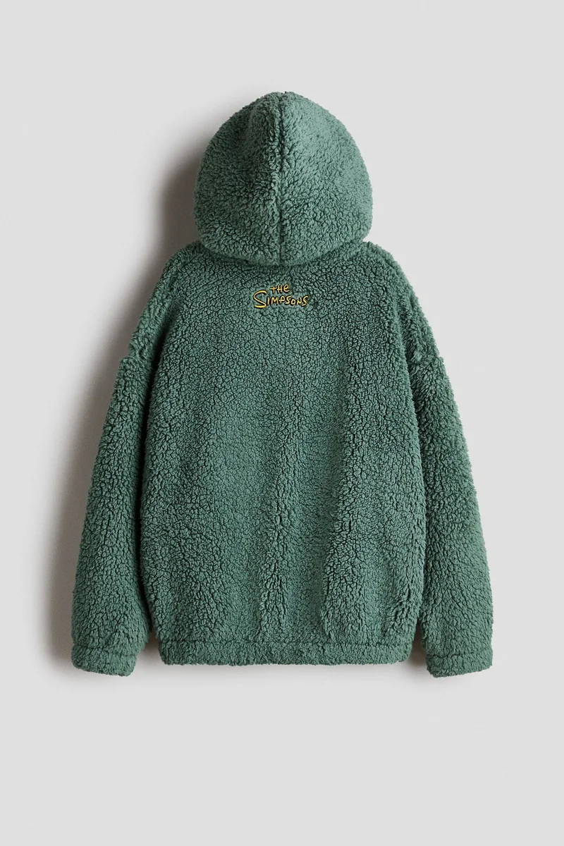 H&M Embroidery-detail teddy hoodie