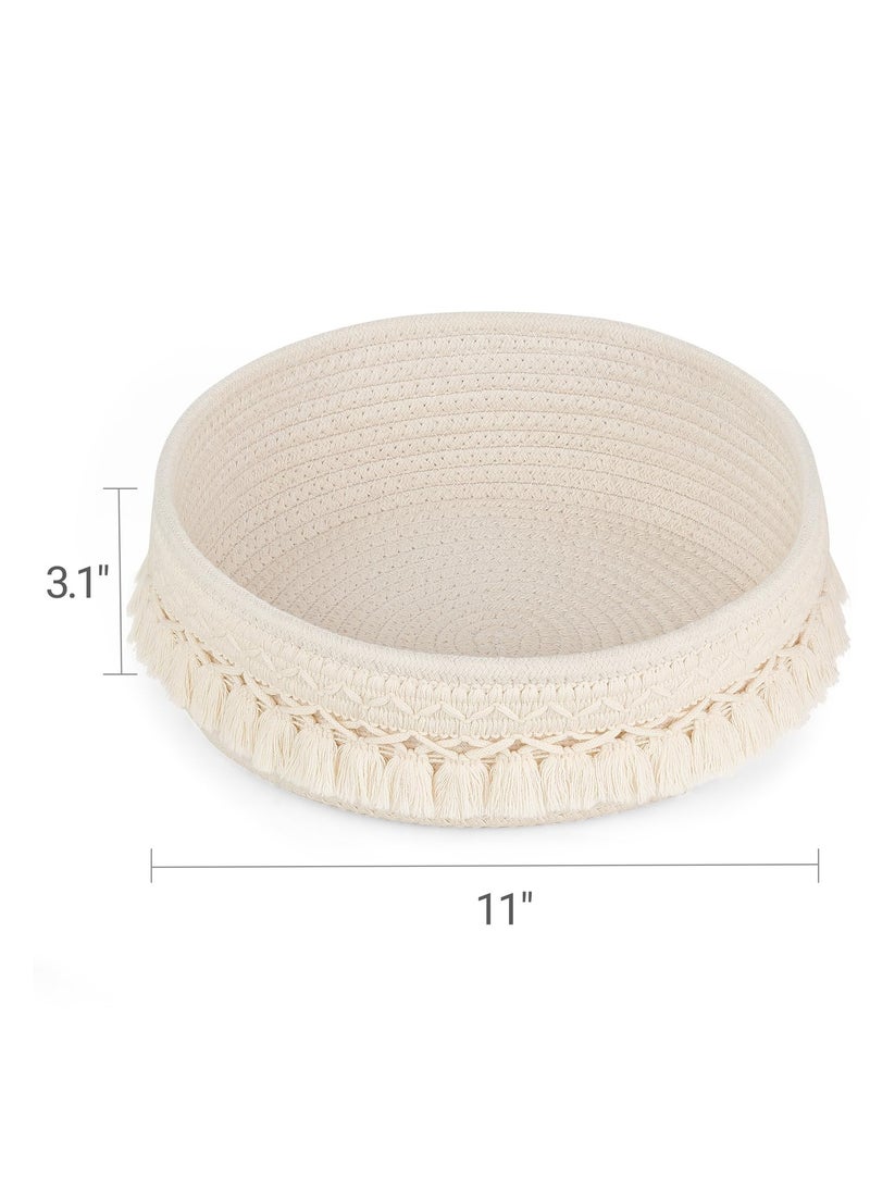 Excefore - Makeup Perfume Organizer, Boho Decor Basket for Bathroom, Macrame Cotton Rope Woven Toilet Tank Top Storage, Woven Rope Basket, Boho Decor Cosmetics Desk Storage Baskets - Image 1