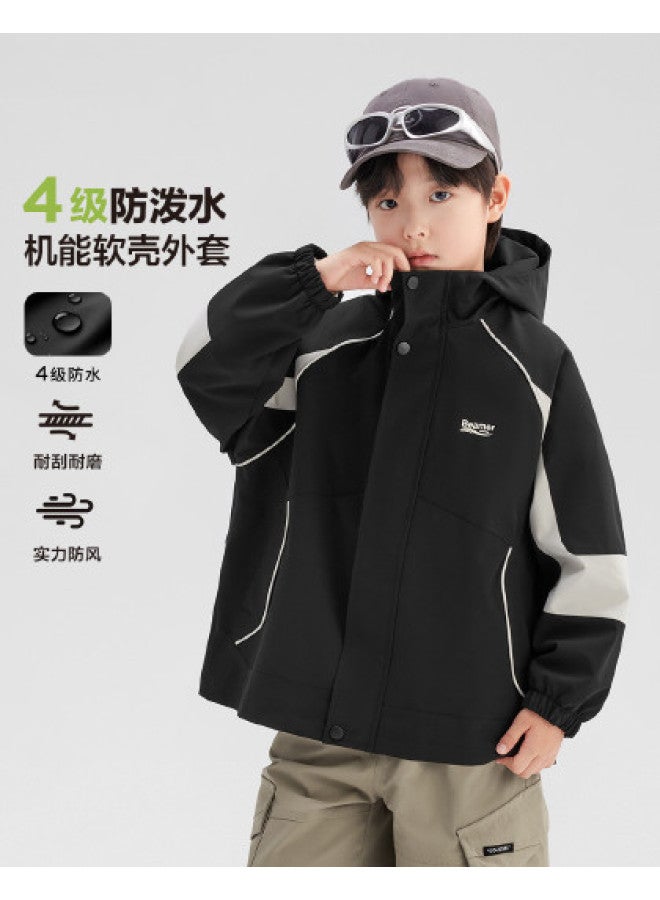 Zuoxi Boys' Windproof Softshell Jacket For Outdoor Hiking, 2025 New Spring/autumn Hooded Kids Coat For Big Boys - Image 1