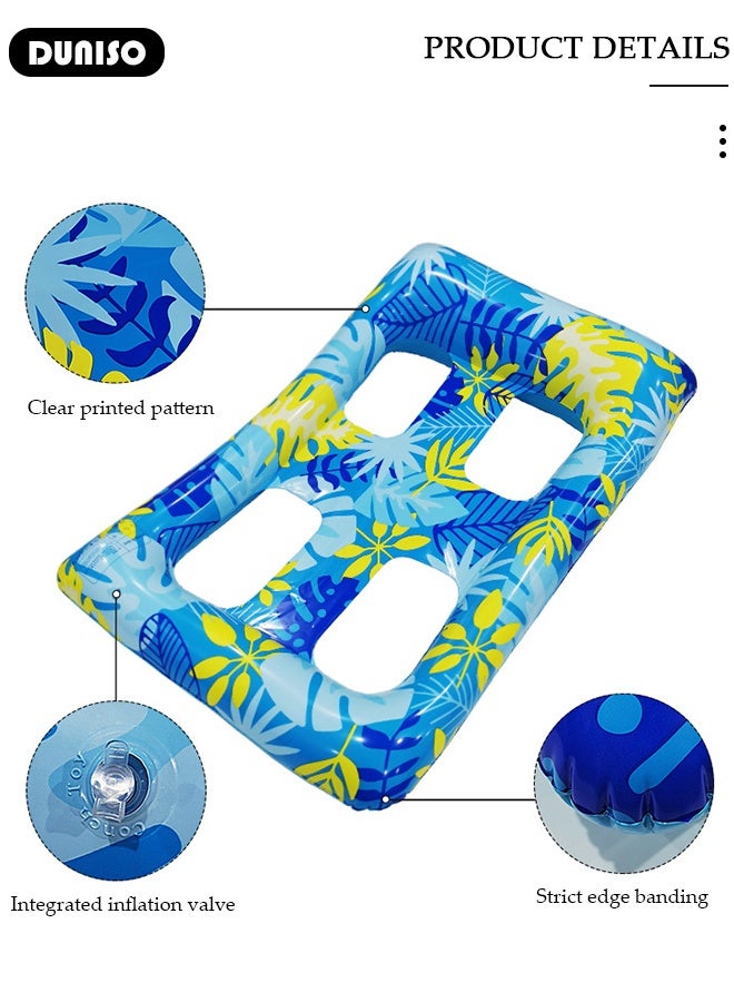 DUNISO Inflatable Pool Floats Blue Leaf Pattern Swimming Pool Raft and Floats Pool Loungers Inflatable Pool Raft for Swimming Pool Lake Lounge Float Beach Pool Party Toys for Adults - Image 4