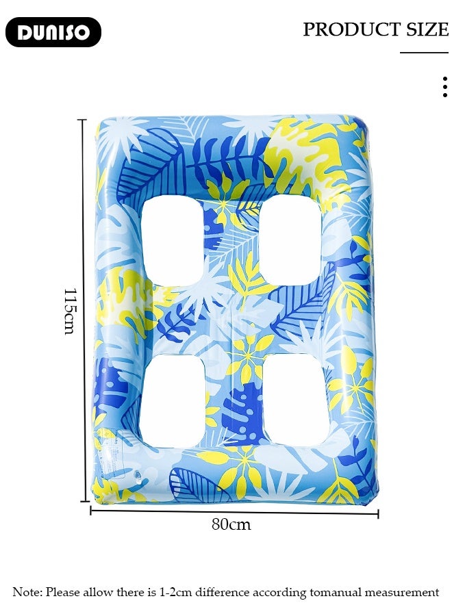 DUNISO Inflatable Pool Floats Blue Leaf Pattern Swimming Pool Raft and Floats Pool Loungers Inflatable Pool Raft for Swimming Pool Lake Lounge Float Beach Pool Party Toys for Adults - Image 2