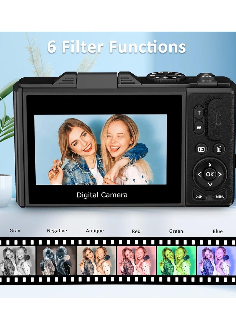 Generic 4K Digital Camera for Photography  Video: 64MP Vlogging Camera, 180° Flip Screen Digital Point and Shoot Camera, 16X Zoom Compact Camera for Beginners, with 32GB SD Card  - Image 3