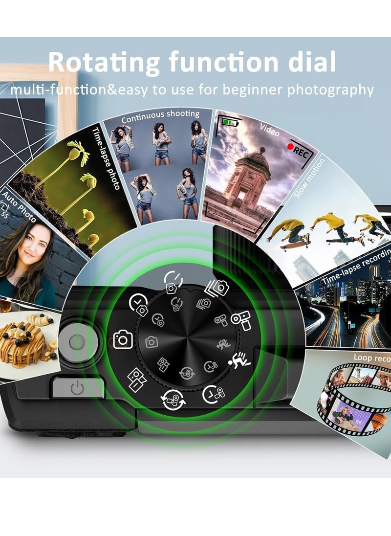4K Digital Camera for Photography  Video: 64MP Vlogging Camera, 180° Flip Screen Digital Point and Shoot Camera, 16X Zoom Compact Camera for Beginners, with 32GB SD Card