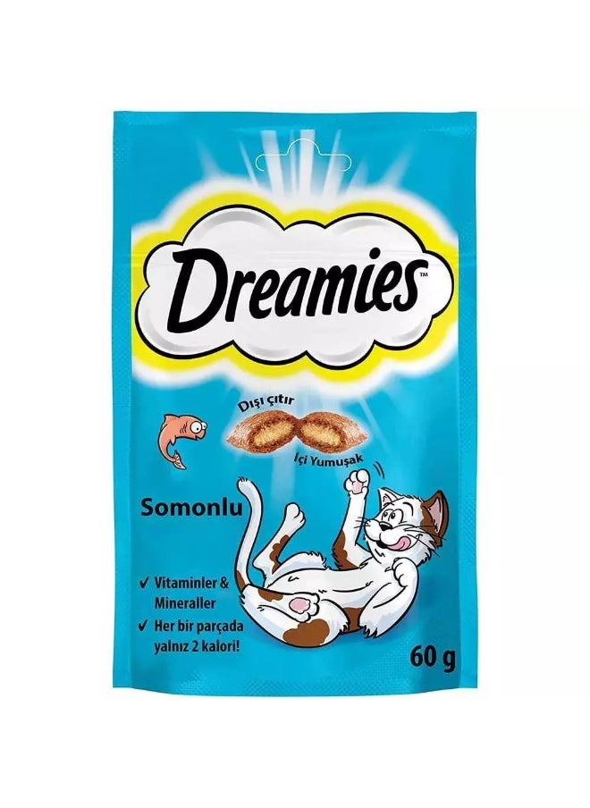 Dreamies Dreamies Cat Treats, Savoury Salmon Flavour- 60grm Pouch  - Image 1