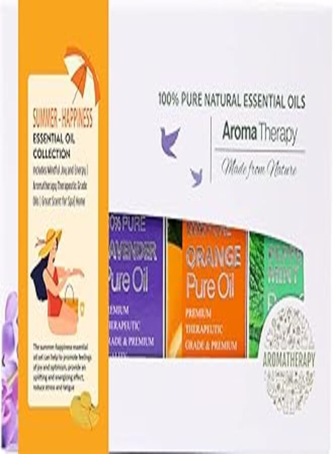 HERBAL mood HAPPINESS Collection Essential Oil Set | Gift Box | Incl. Bergamot, Lavender, Orange, Geranium |Joy | Optimism | Uplifting | Pack may vary 