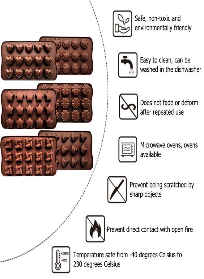 CNYMANY 6 pcs Silicone Chocolate Molds, CNYMANY Candy Mold Jelly Mould Non-Stick Kitchen Baking Pans Ice Cube Trays for Party Festival - 6 Shapes - Image 4