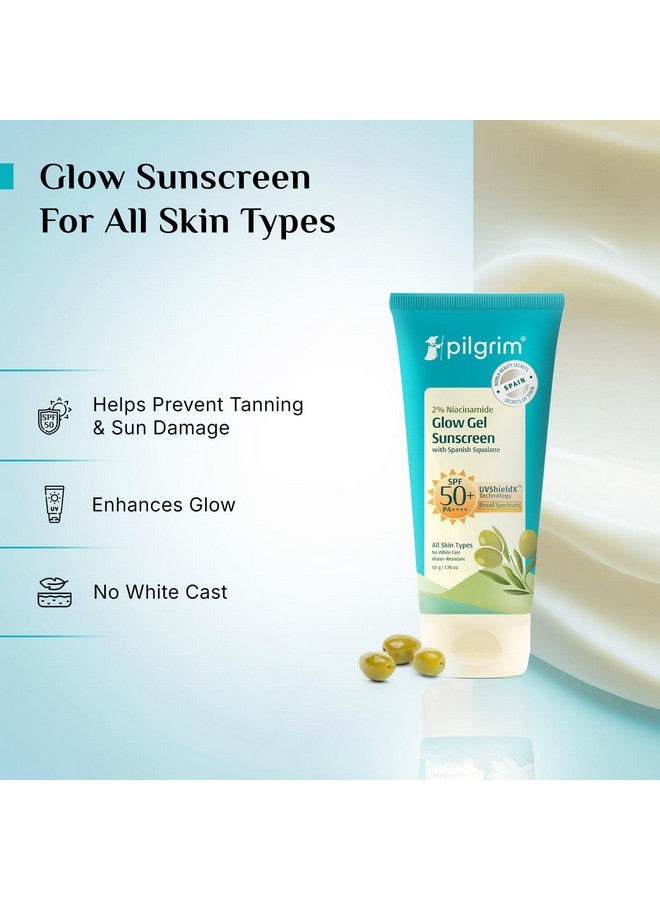 Pilgrim 2% Niacinamide Glow Sunscreen SPF 50 +++ 50 Gm (Pack of 3) for men and women with Spanish Squalane | Enhances Glow, Broad spectrum, Non-greasy, No white cast & Prevents Tanning | All skin types | - Image 4