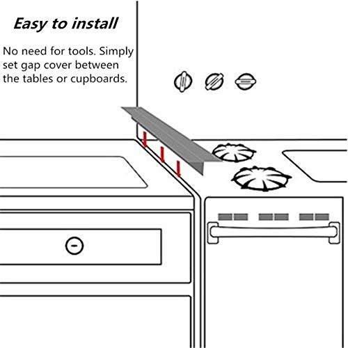 HELESIN Silicone Gap Cover, (2 Pack) Silicone Gap Stopper Kitchen Stove Counter Gap Covers - Flexible Stove Space Fillers, Food Grade (25inches, Black) - Image 4