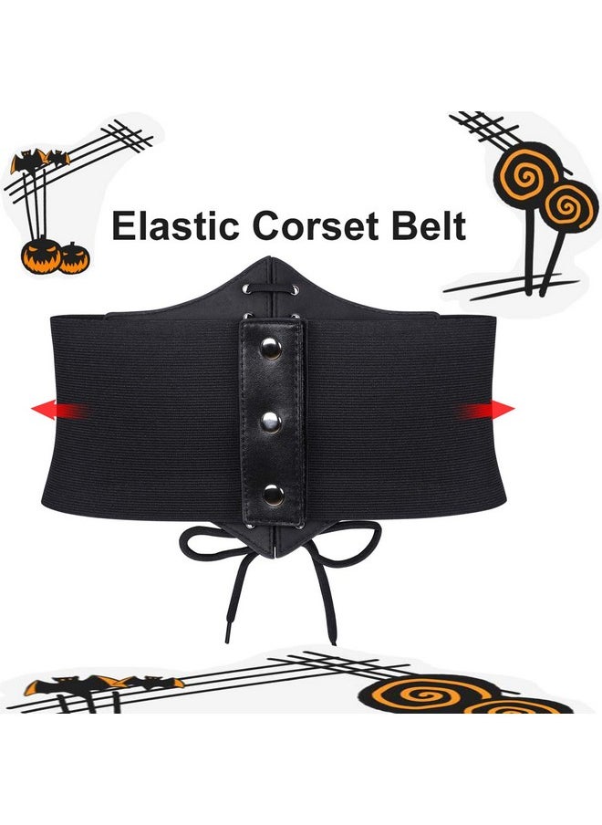 Suosdey - SUOSDEY Women Black Waist Cinch Belt Lace-up Elastic Waspie Corset Costume Belt - Image 1