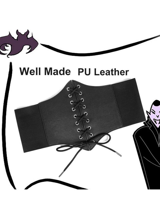 Suosdey - SUOSDEY Women Black Waist Cinch Belt Lace-up Elastic Waspie Corset Costume Belt - Image 1