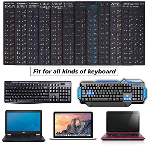 CASEDAO 3PCS Arabic Keyboard Stickers for Laptop, MacBook Air/Pro, Desktop PC Computer, Replacement Keyboard Stickers, Orange Arabic Lettering with Non Transparent Black Background - Image 5