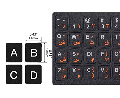 CASEDAO 3PCS Arabic Keyboard Stickers for Laptop, MacBook Air/Pro, Desktop PC Computer, Replacement Keyboard Stickers, Orange Arabic Lettering with Non Transparent Black Background - Image 3