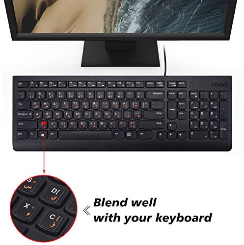CASEDAO 3PCS Arabic Keyboard Stickers for Laptop, MacBook Air/Pro, Desktop PC Computer, Replacement Keyboard Stickers, Orange Arabic Lettering with Non Transparent Black Background - Image 2