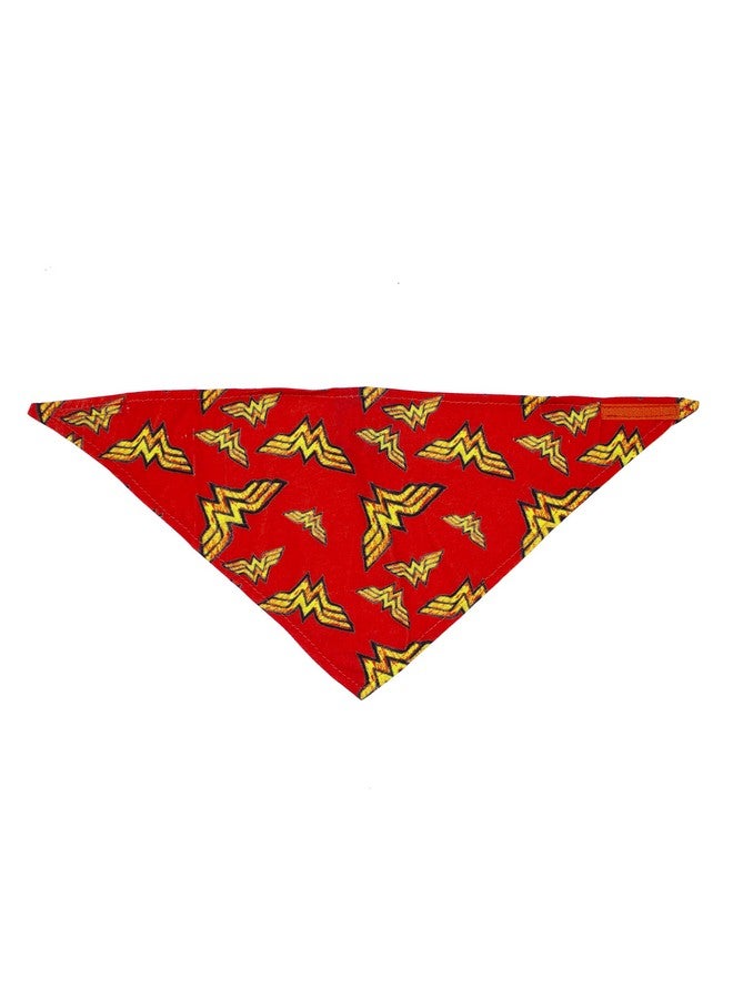 DC Comics for Pets Dog Bandana | Wonder Woman Logo Repeated Pattern |Super Adorable Superhero Scarf for Pets | Wonder Woman Dog Bandana Dog Apparel & Accessories - Image 1