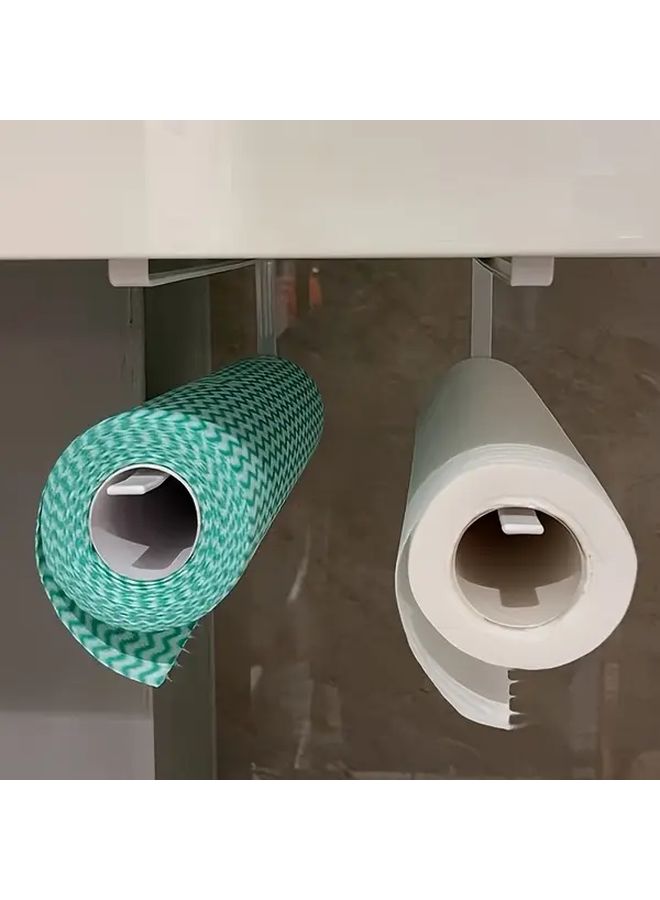 حامل مناشف ورقية أسود مثبت على الحائط بدون حفر لتوفير المساحة في الحمام والمطبخ - Image 2