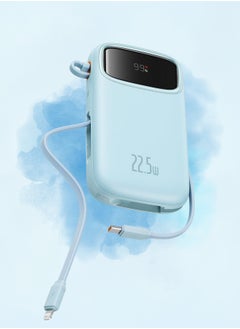 Aolon JS38 Power Bank 20000mAh Power Banks Quick Charge Power Bank With Built in Dual Fast Charging Cables Portable Fast Charging Digital Display Power Bank External Battery For iPhone Huawei ( Blue )