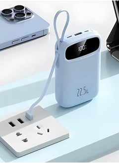 AOLON Aolon JS38 Power Bank 20000mAh Power Banks Quick Charge Power Bank With Built in Dual Fast Charging Cables Portable Fast Charging Digital Display Power Bank External Battery For iPhone Huawei ( Blue )  - Image 4