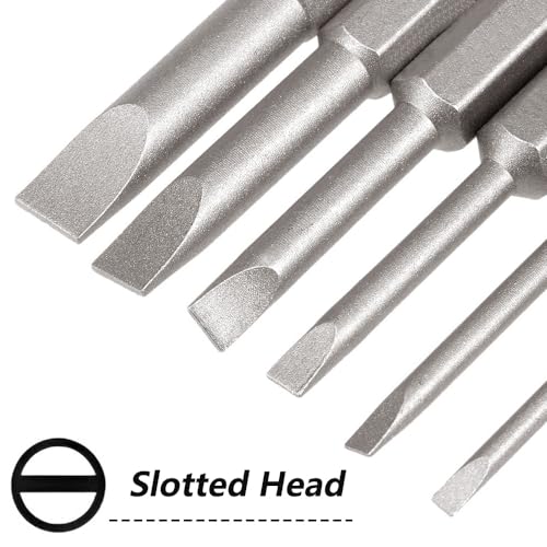 Saipe 12 Pieces Magnetic Slotted Screwdriver Bit Set, 1/4 Inch Hex Shank Flat Head Drill Bits Insert Bits 2 Inch Length, SL2/2.5/3/4/5/6 Impact Driver Bit for Power Drilling, Set of 2 - Image 2