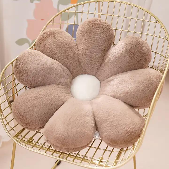 AVSHUB AVSHUB Sunflower Shaped Throw Pillows Cute Preppy Decorative Pillows Floor Cushion for Girls Bed Room Couch Sofa Chair Aesthetic Decor 35CM Brown  - Image 1