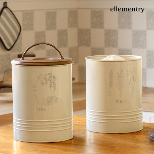 Ellementry Grain Storage Barrel With Wooden Lid - 5 Kg, Airtight Metal Vegetable Storage Container, Kitchen Organizer For Potatoes, Onions & Garlic, Rustic Farmhouse Pantry Bin, Grey - Image 5
