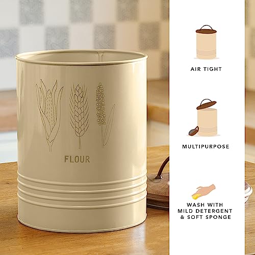 Ellementry Grain Storage Barrel With Wooden Lid - 5 Kg, Airtight Metal Vegetable Storage Container, Kitchen Organizer For Potatoes, Onions & Garlic, Rustic Farmhouse Pantry Bin, Grey - Image 3