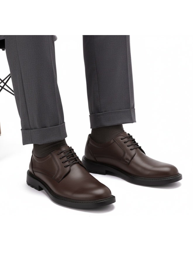 جزمه رجالي جلد طبيعي برباط مع نعل رابر مقاوم للانزلاق - متوفر بمختلف المقاسات و الالوان - Image 1