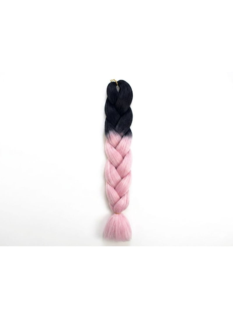 Ombre Black to Baby Pink Kanekalon Braiding Hair Extensions for Box Braids & Afro Styles - 90cm Long - Professional Synthetic Hair - Image 1