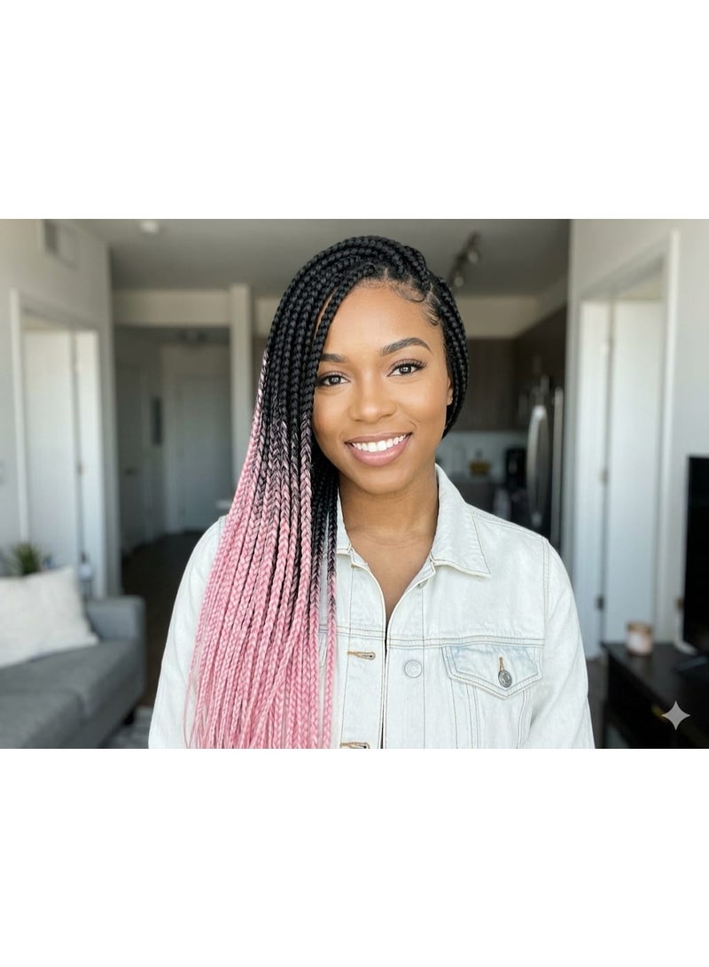 Ombre Black to Baby Pink Kanekalon Braiding Hair Extensions for Box Braids & Afro Styles - 90cm Long - Professional Synthetic Hair - Image 3