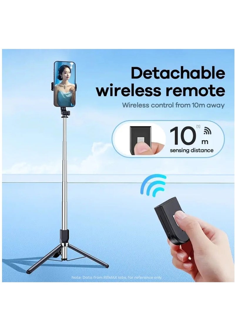 REMAX - Selfie Stick Tripod with Wireless Remote, 130cm Extendable Phone Stand, 360° Rotating Portable Selfie Stick for Live Streaming, Vlogging, Photography, Compatible with iPhone & Android - Image 1